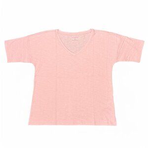 Talbots Womens V-Neck Tee 100% Cotton with Foil Overlay Sparkle Lt PINK $54 MSRP
